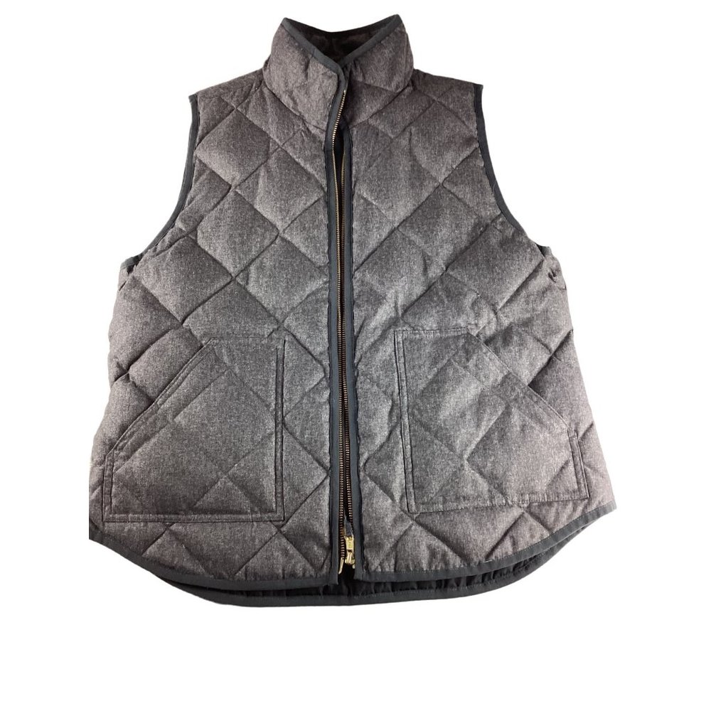 Women's J. Crew Quilted Puffy Outdoor Vest * Size  L * Charcoal Gray *Lined *EUC